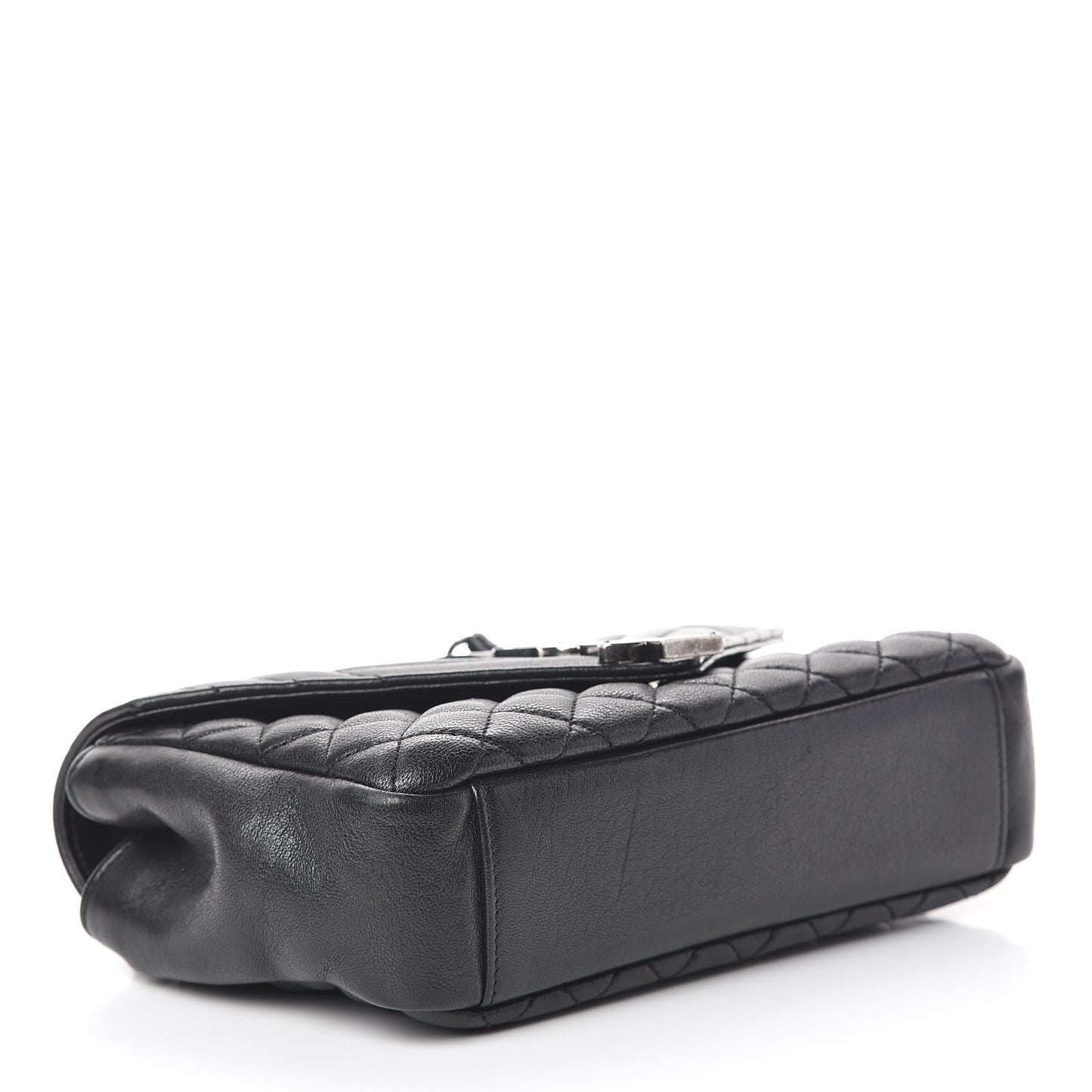 Sheepskin Tri-Quilt Monogram Medium Soft Envelope Bag Black