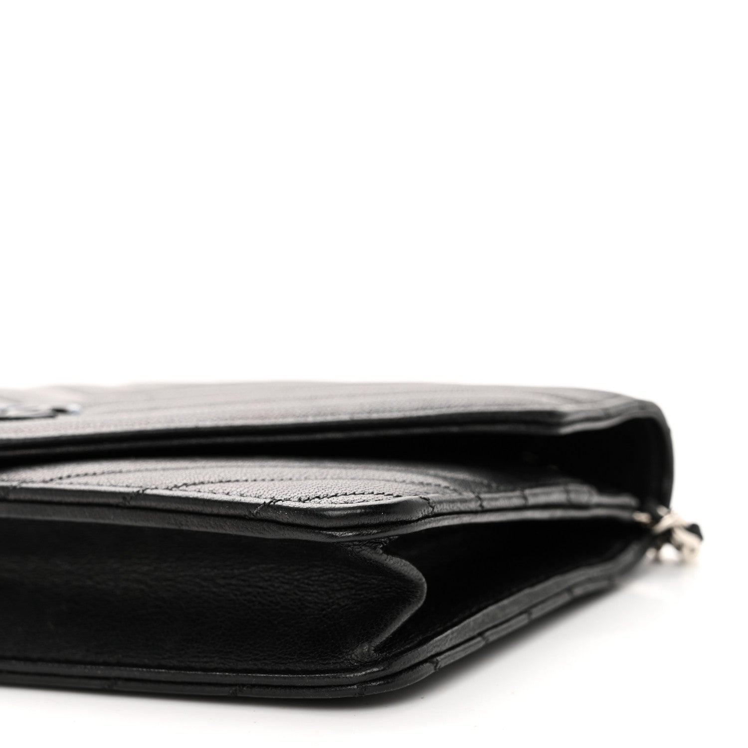 Chanel Sheepskin Chevron Wallet On Chain WOC Black 10 of 10