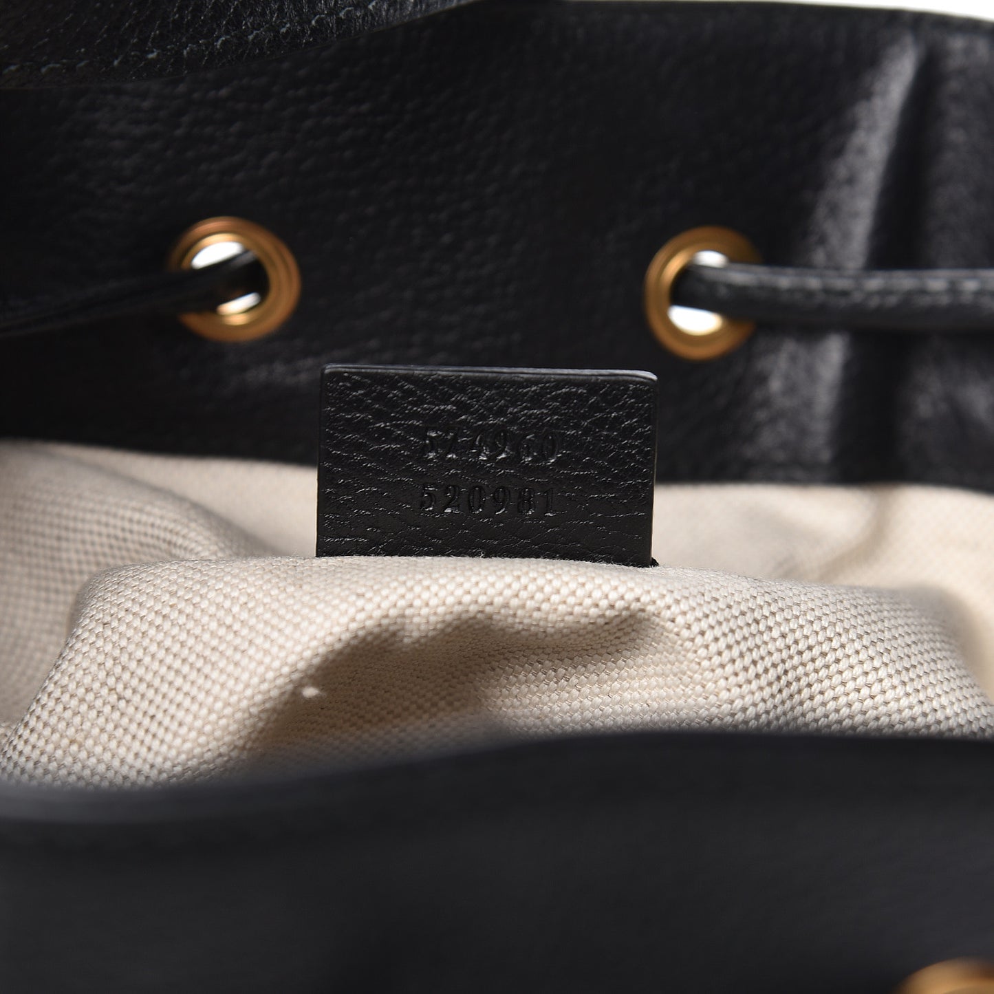Velvet GG Monogram Textured Calfskin Web Bucket Bag Brown Black