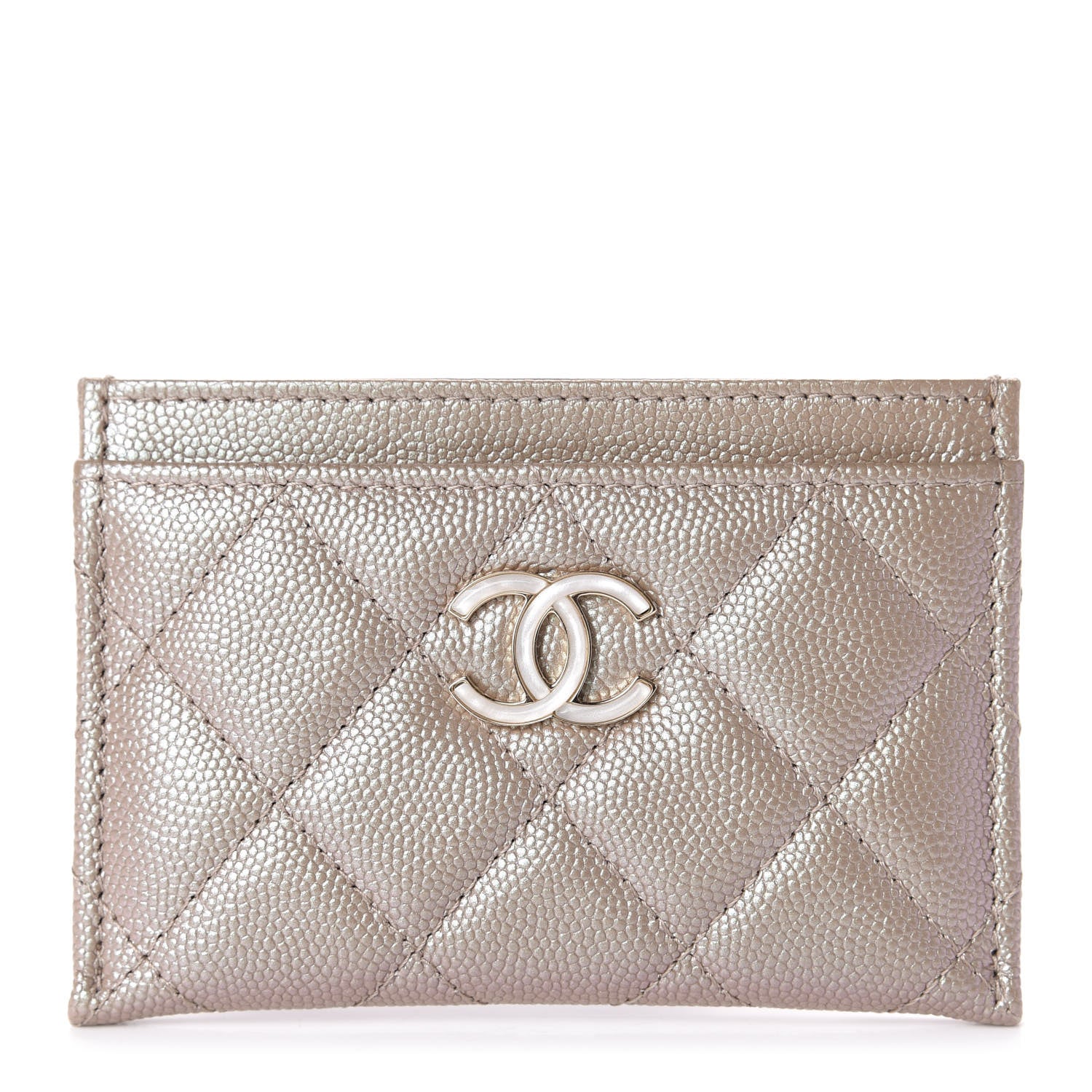 Chanel Iridescent Caviar Quilted Card Holder Beige 1 of 11