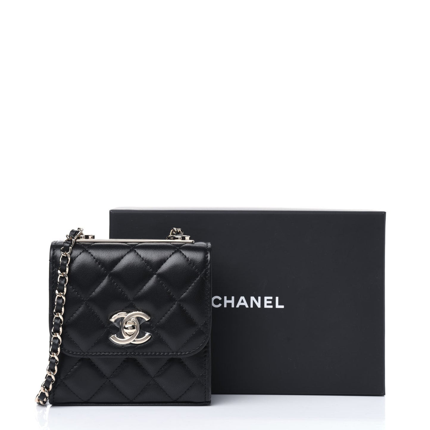 Lambskin Quilted Mini Trendy CC Chain Wallet Black