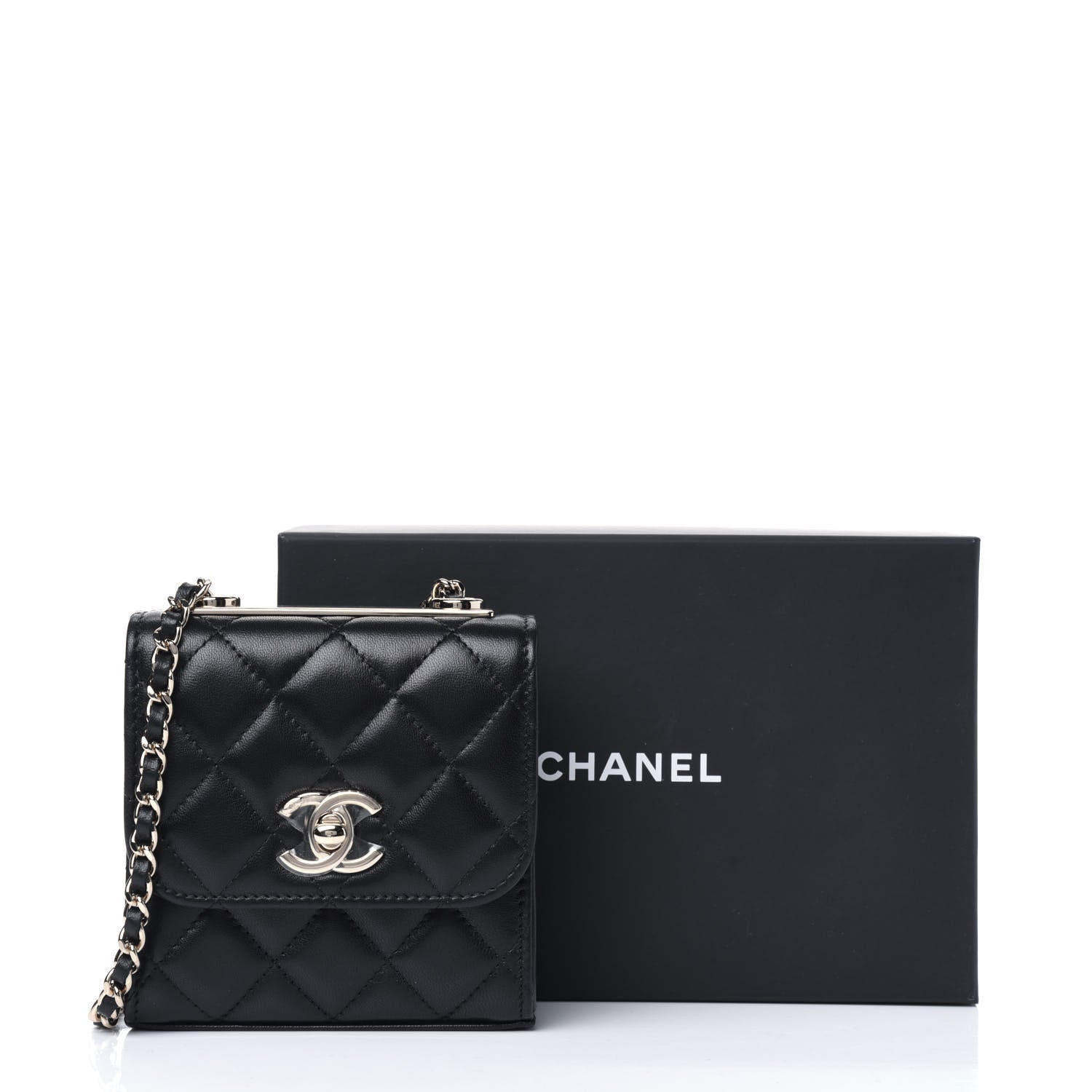 Chanel Lambskin Quilted Mini Trendy CC Chain Wallet Black 12 of 12