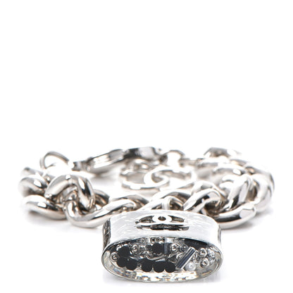 Chanel Plexiglass Pearl CC Padlock Bracelet Silver 1 of 7