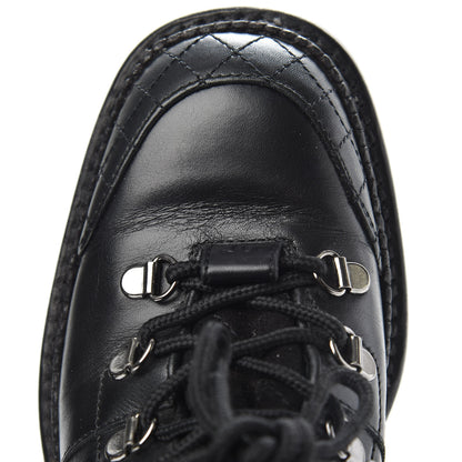 Chanel Calfskin Kid Suede Lace Up Short Boots 38 Black 8 of 9