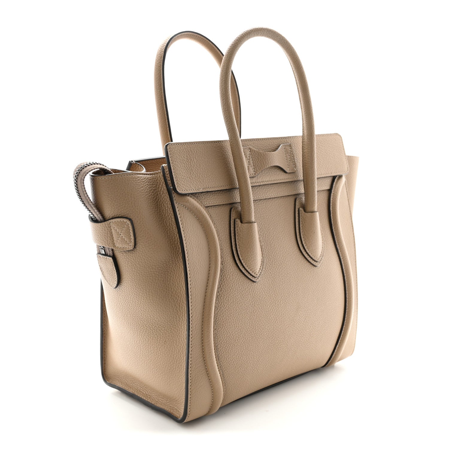 Celine Drummed Calfskin Micro Luggage Dune 3 of 9