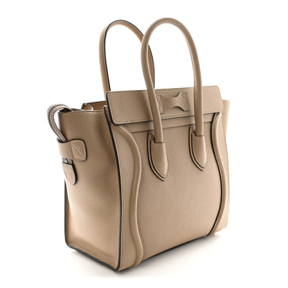Celine Drummed Calfskin Micro Luggage Dune 3 of 9