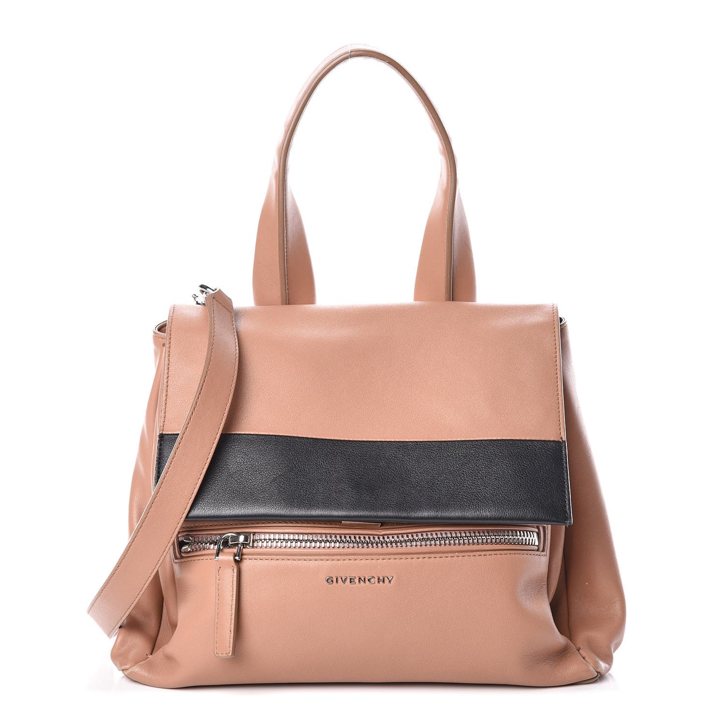 Calfskin Medium Bi-Color Pandora Pure Flap Bag Pink Black
