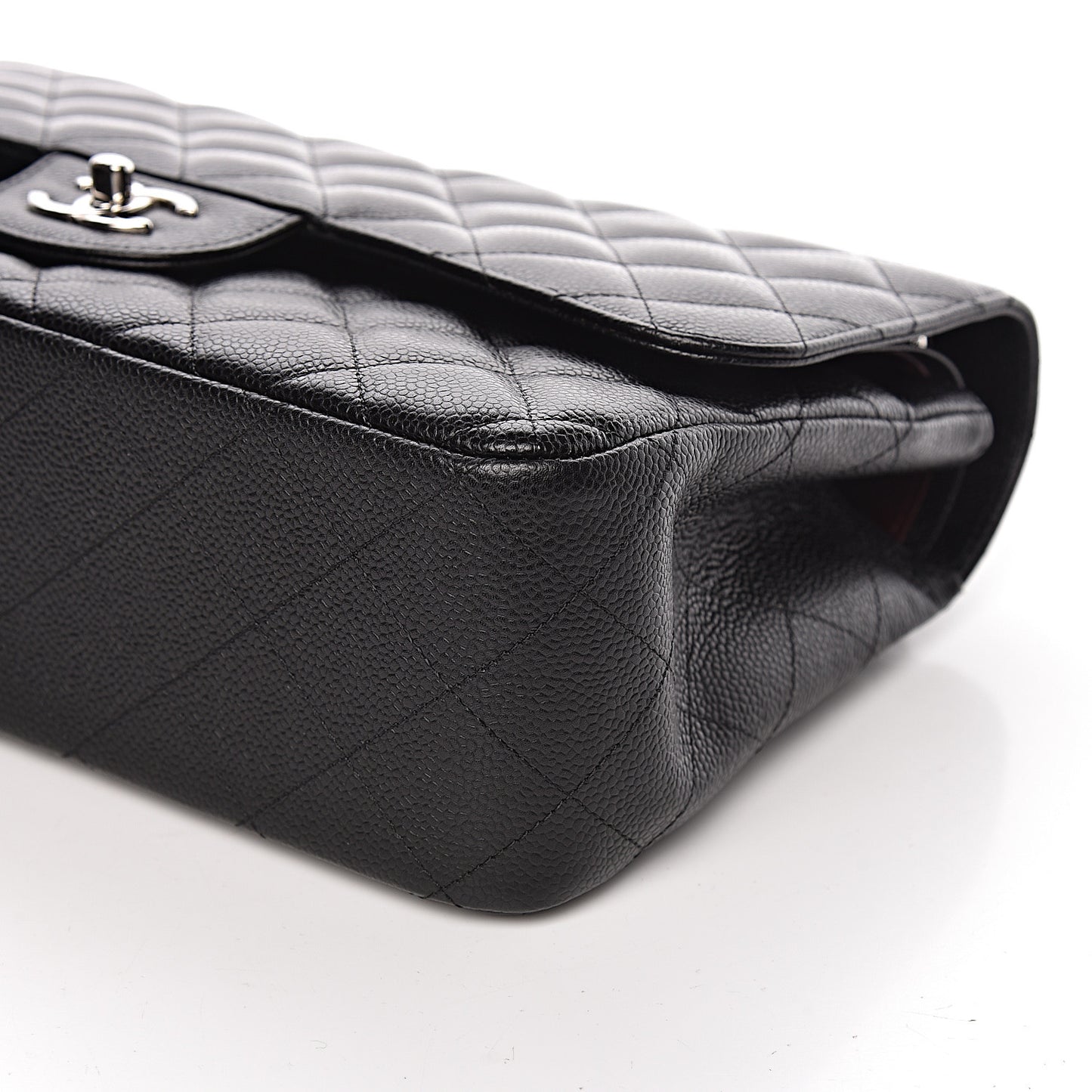 Caviar Quilted Jumbo Double Flap Black