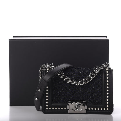 Chanel Calfskin Pearl Tweed Small Boy Flap Black 13 of 13