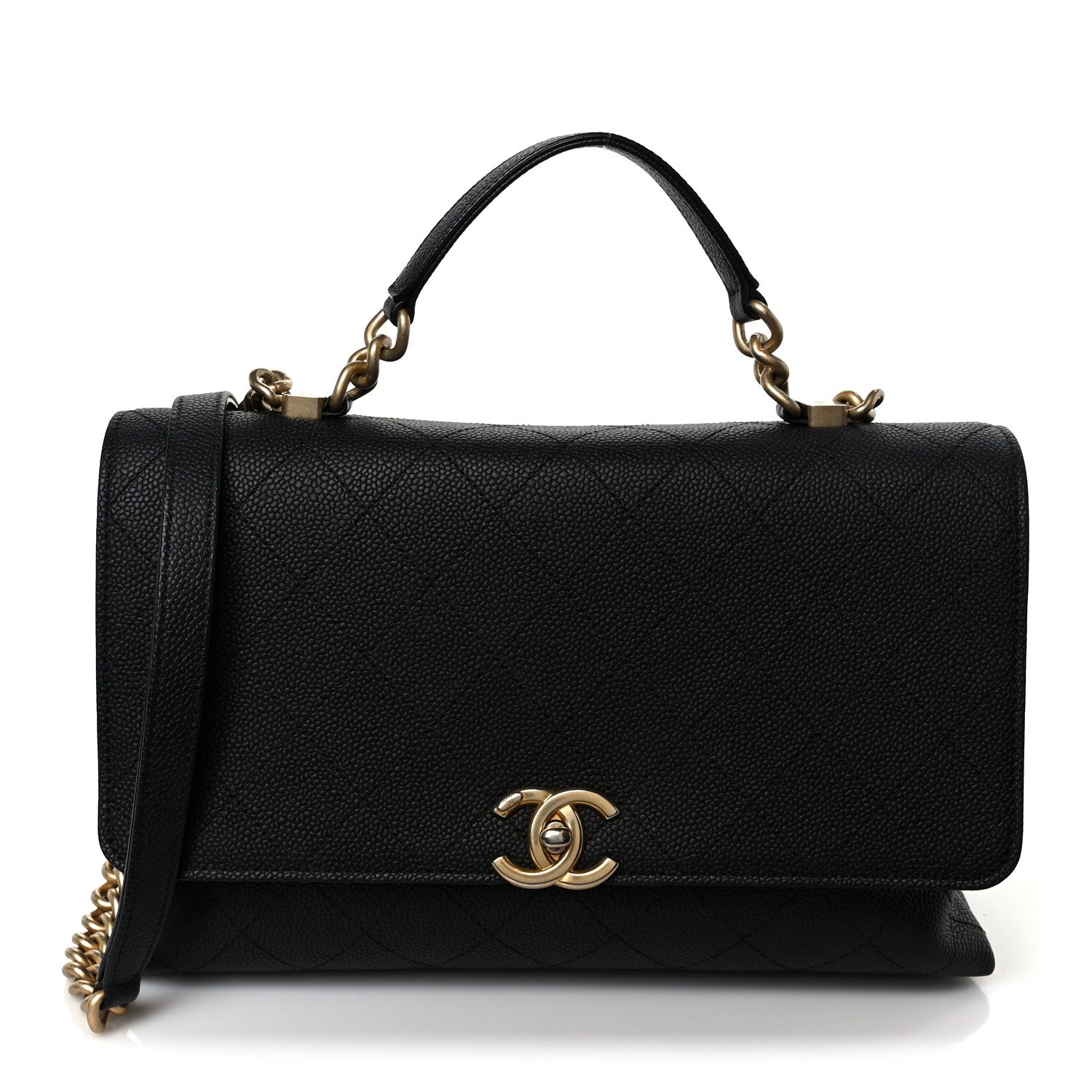 Chanel Grained Calfskin Stitched Flap Black 1 of 10