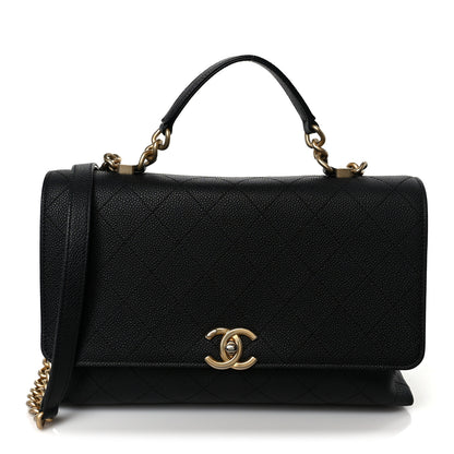 Chanel Grained Calfskin Stitched Flap Black 1 of 10