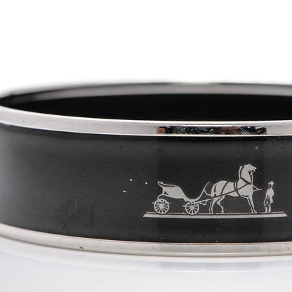 Hermes Enamel Printed Wide Caleche Bracelet 62 Black 6 of 7