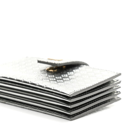 Christian Dior Metallic Patent Micro-Cannage Montaigne Gusseted Card Holder Silver 8 of 8