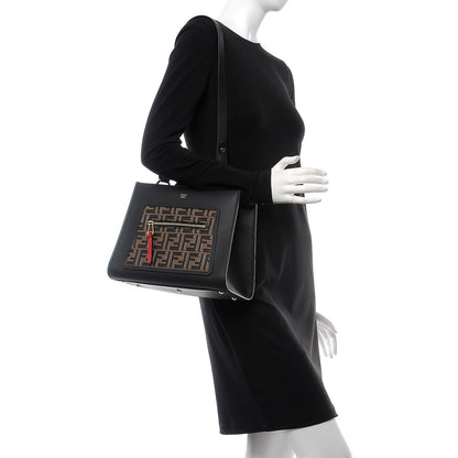 Fendi Vitello Century F is Fendi FF 1974 Embossed Small Runaway Satchel Black Maya 2 of 9
