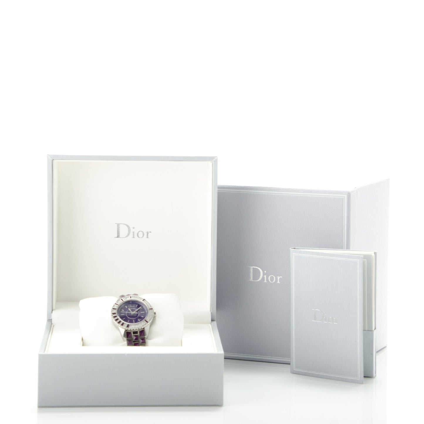 Stainless Steel Diamond Sapphire 33mm Christal Quartz Watch Purple
