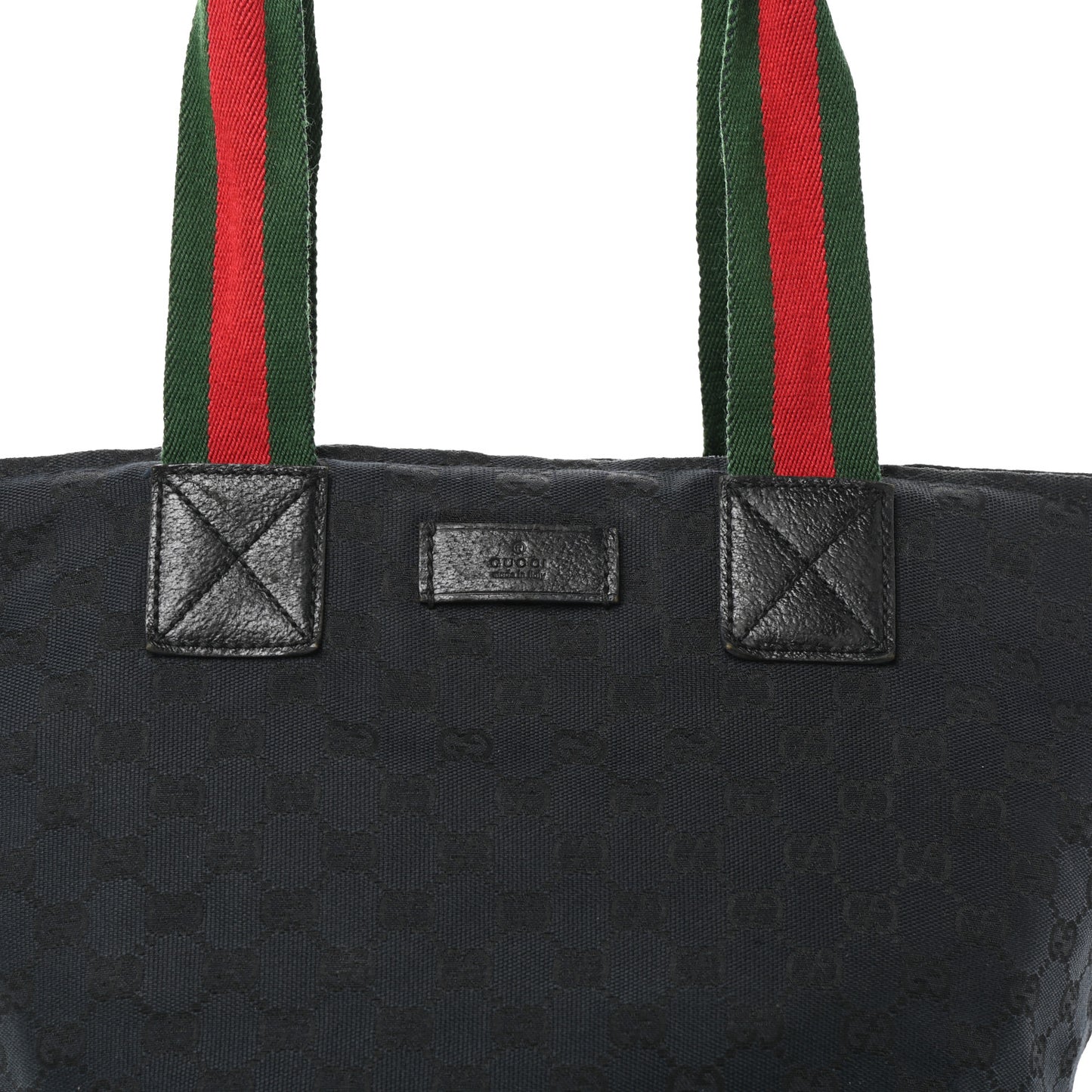 GG Monogram Medium Web Handle Bucket Tote Black