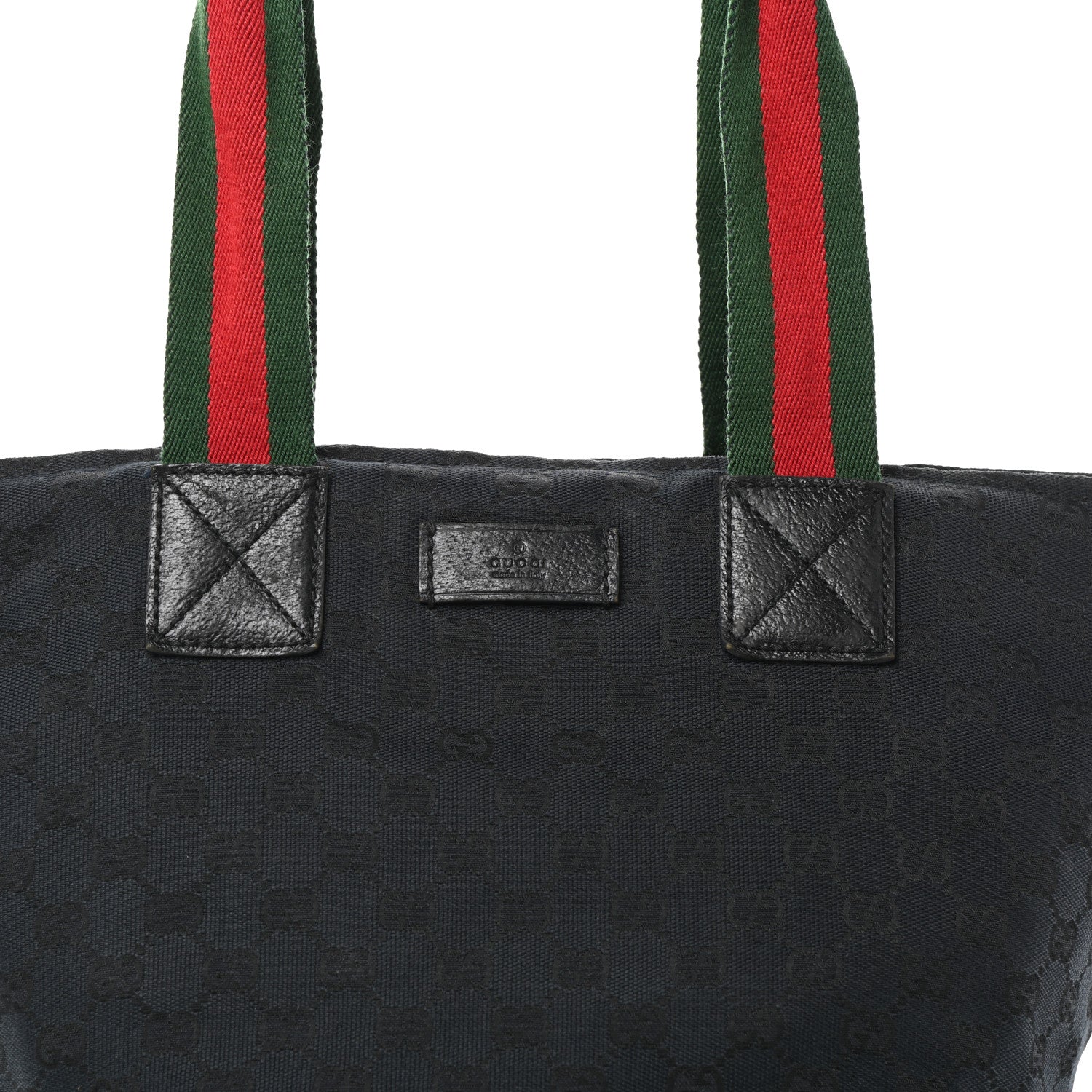 Gucci GG Monogram Medium Web Handle Bucket Tote Black 7 of 9