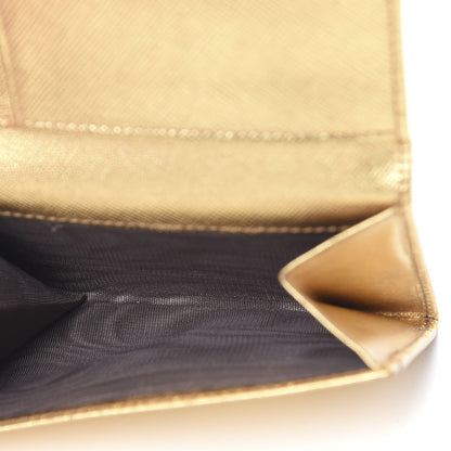 Prada Metallic Saffiano Card Holder Platino 5 of 9