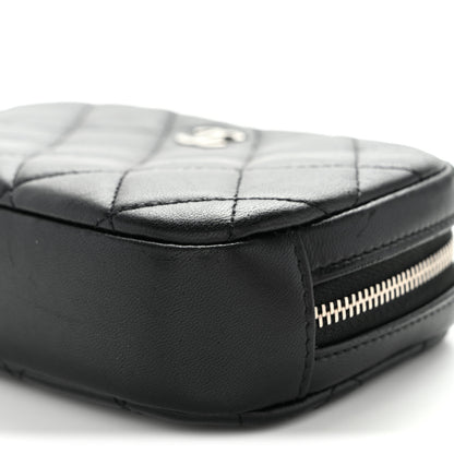 Chanel Lambskin Quilted Small Curvy Pouch Cosmetic Case Black 9 of 10