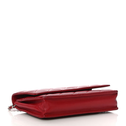 Chanel Lambskin Quilted Wallet On Chain WOC Red 4 of 14