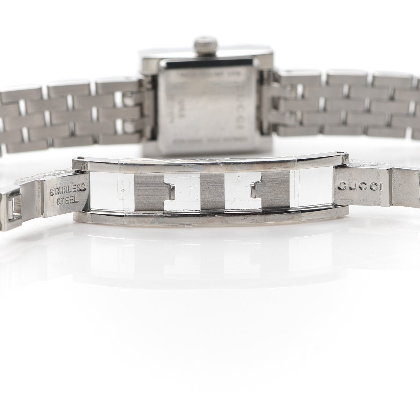 Stainless Steel Diamond 14mm G- Frame Square Quartz Watch Black