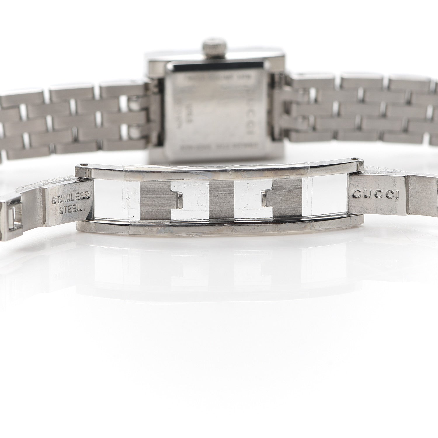 Gucci Stainless Steel Diamond 14mm G- Frame Square Quartz Watch Black 5 of 5