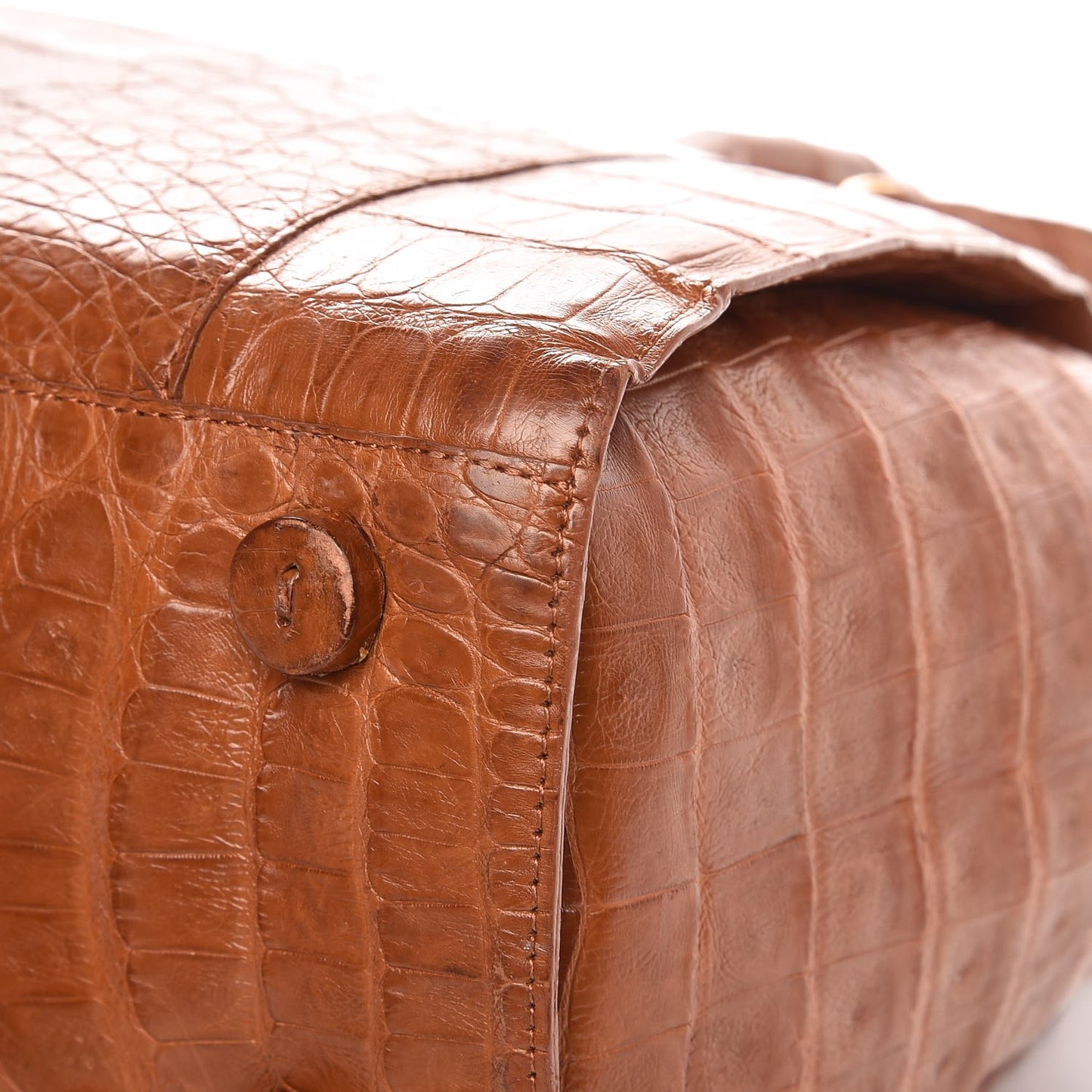 Crocodile Top Handle Tote Brown