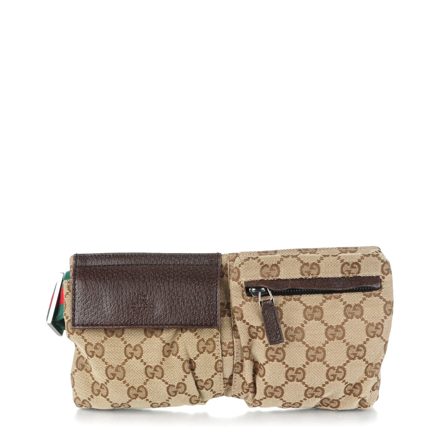 Gucci GG Monogram Double Pocket Belt Bag Dark Brown 1 of 7