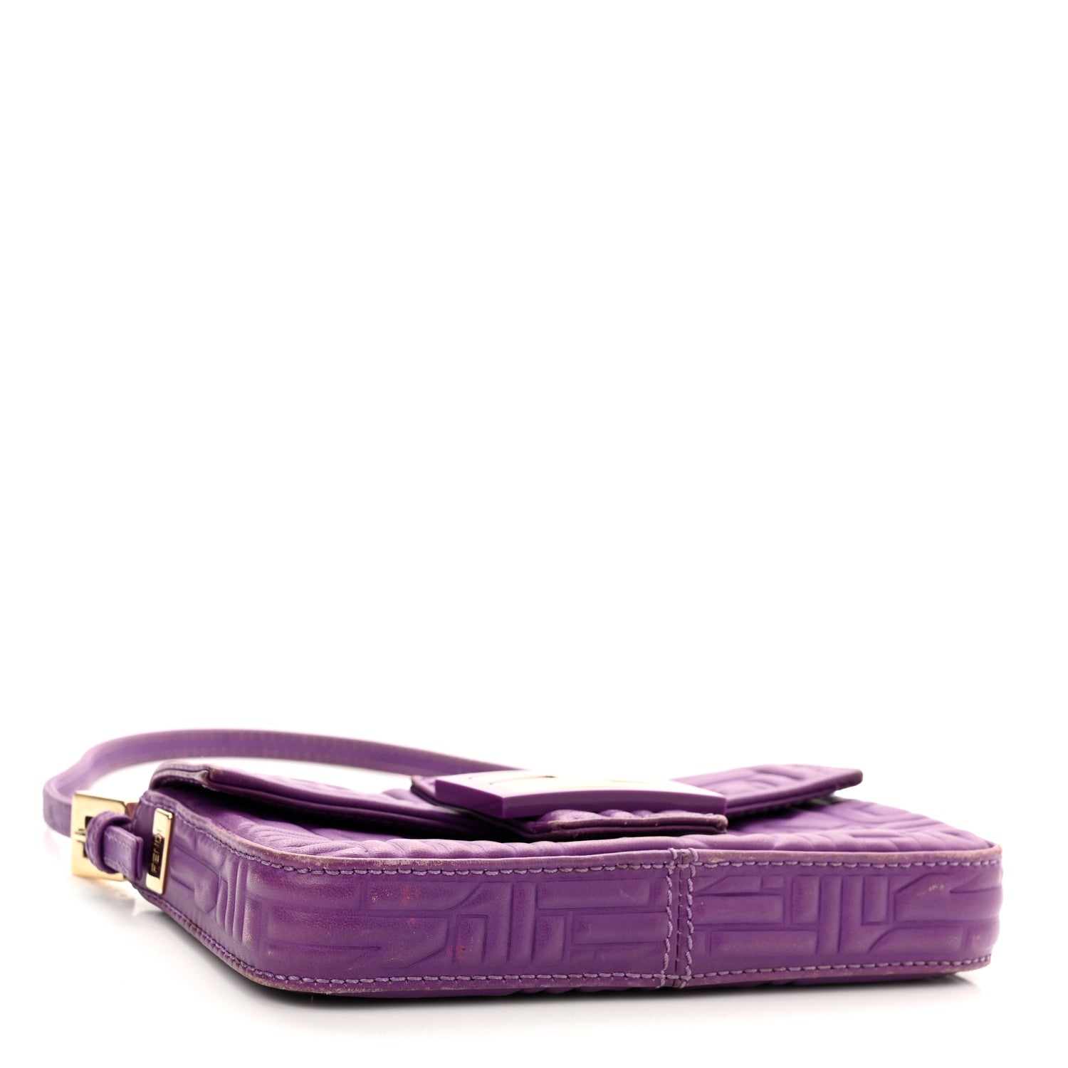 Fendi Nappa Logo Embossed Mini Baguette Purple 4 of 15