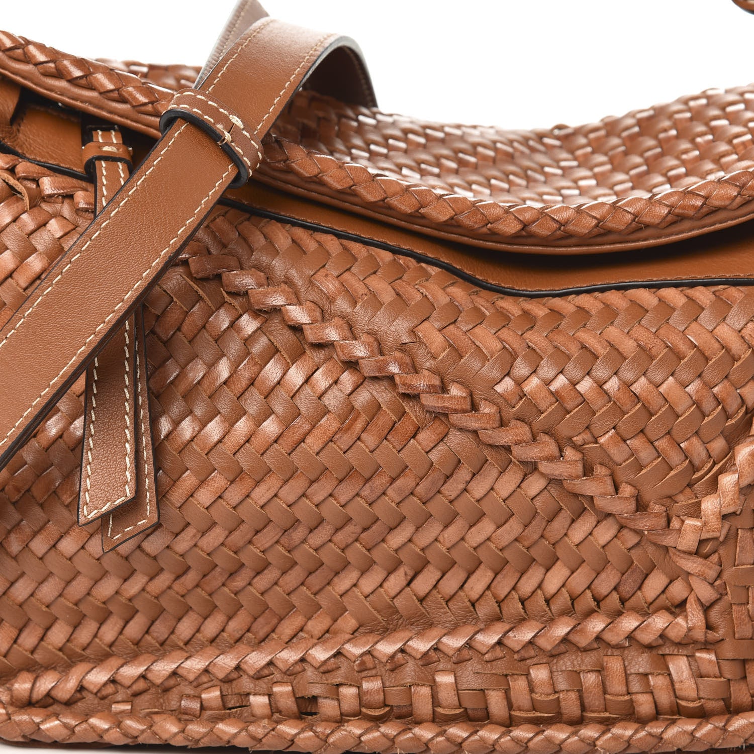 Loewe Calfskin Woven Small Puzzle Bag Tan 9 of 9