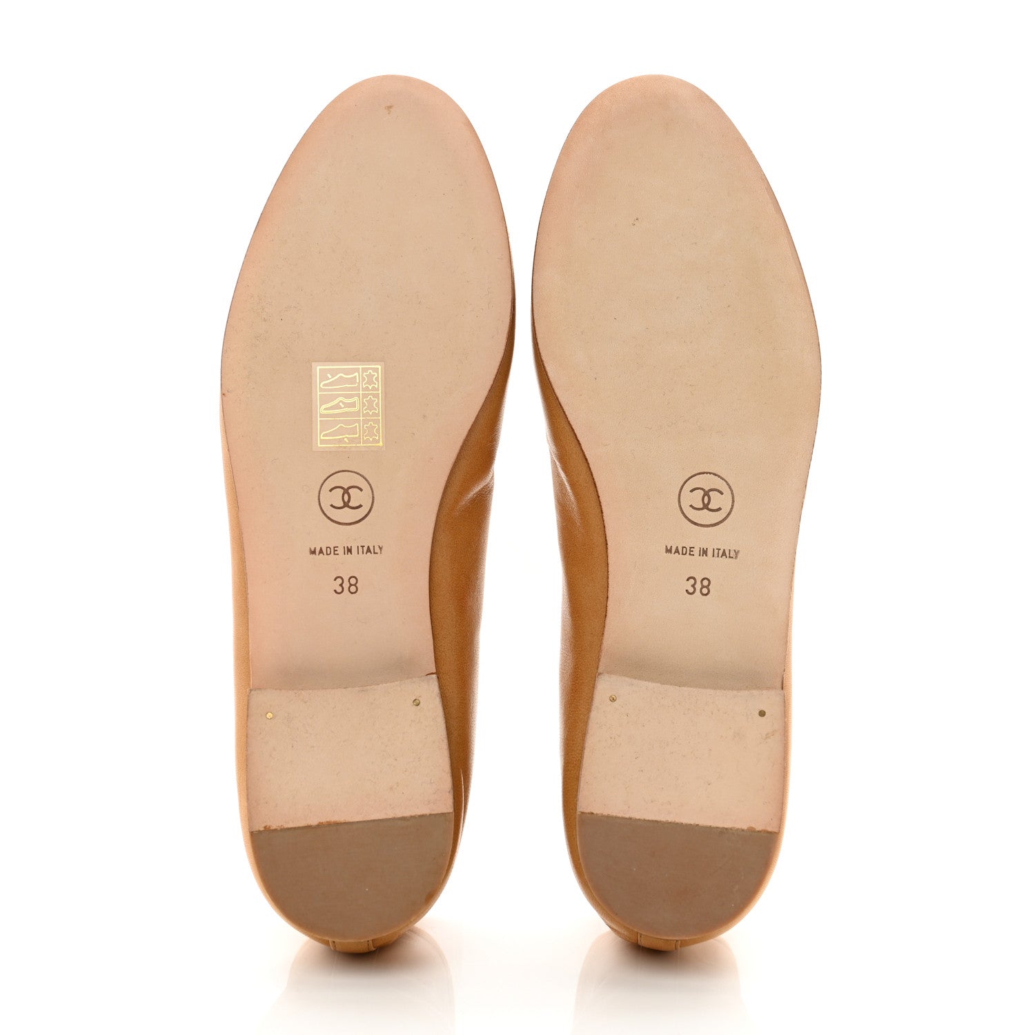 Chanel Lambskin Cap Toe CC Ballerina Flats 38 Beige 5 of 8