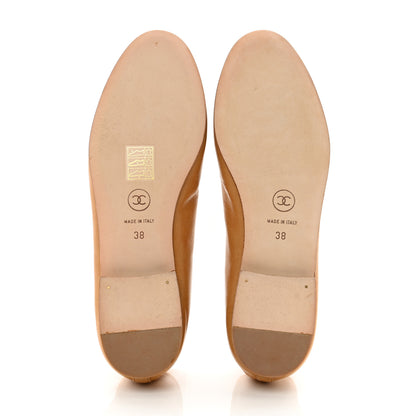 Chanel Lambskin Cap Toe CC Ballerina Flats 38 Beige 5 of 8