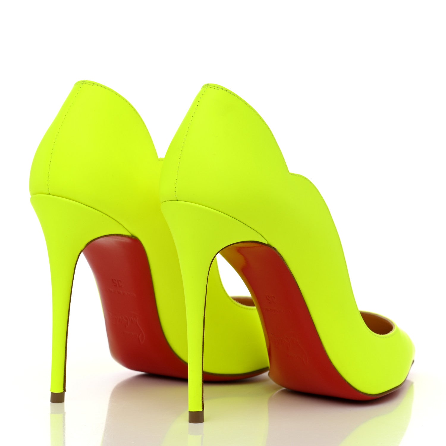 Christian Louboutin Calfskin Hot Chick 100 Pumps 35 Fluo 4 of 7
