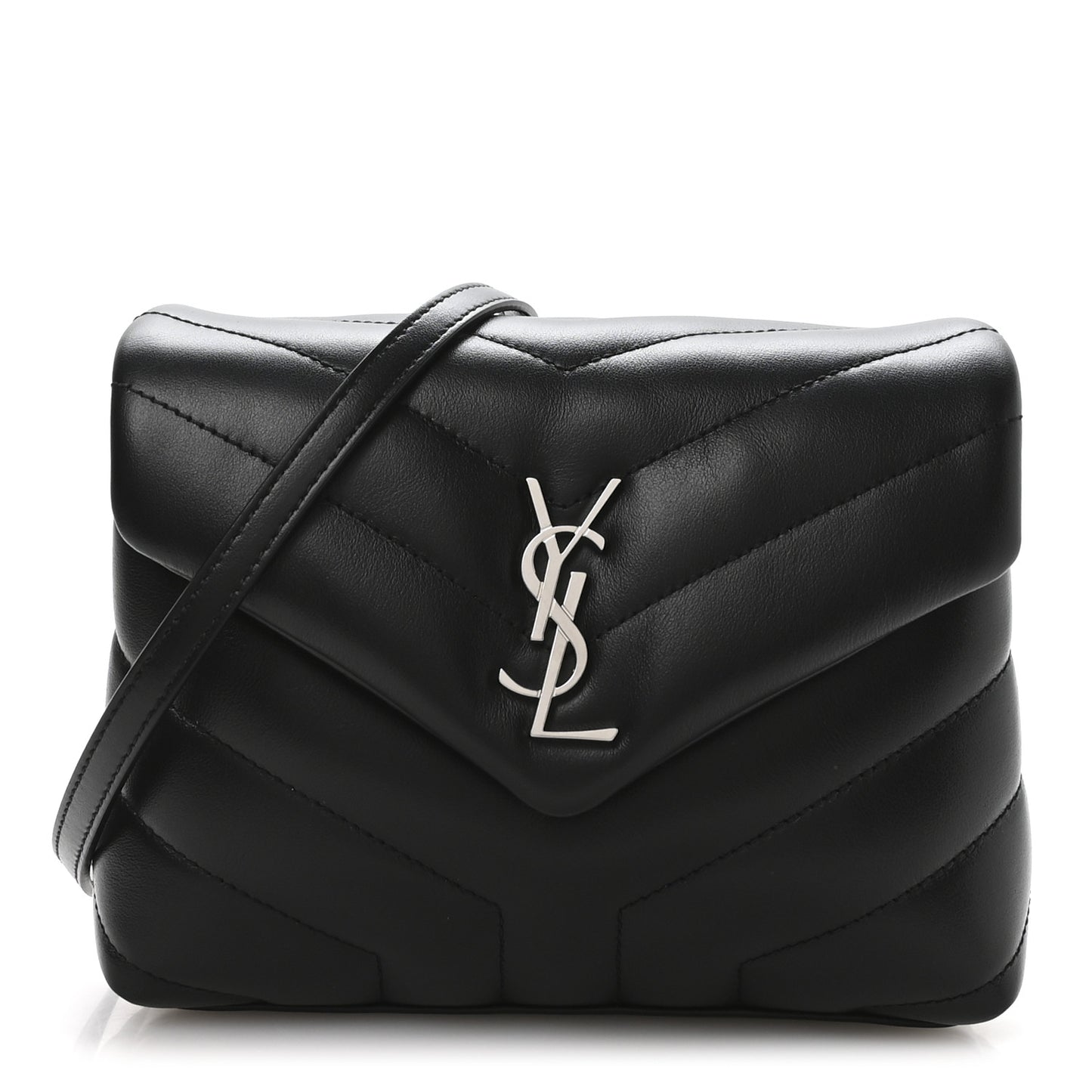 Calfskin Y Quilted Monogram Toy Loulou Crossbody Bag Black