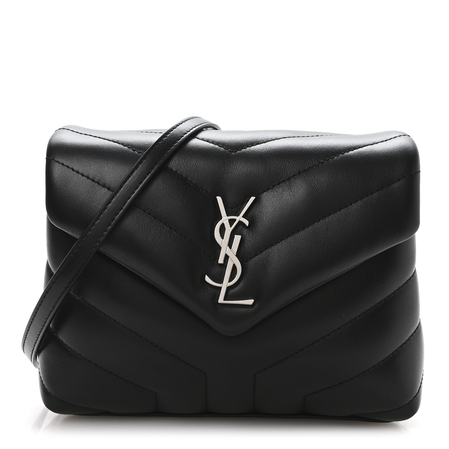 Saint Laurent Calfskin Y Quilted Monogram Toy Loulou Crossbody Bag Black 1 of 11