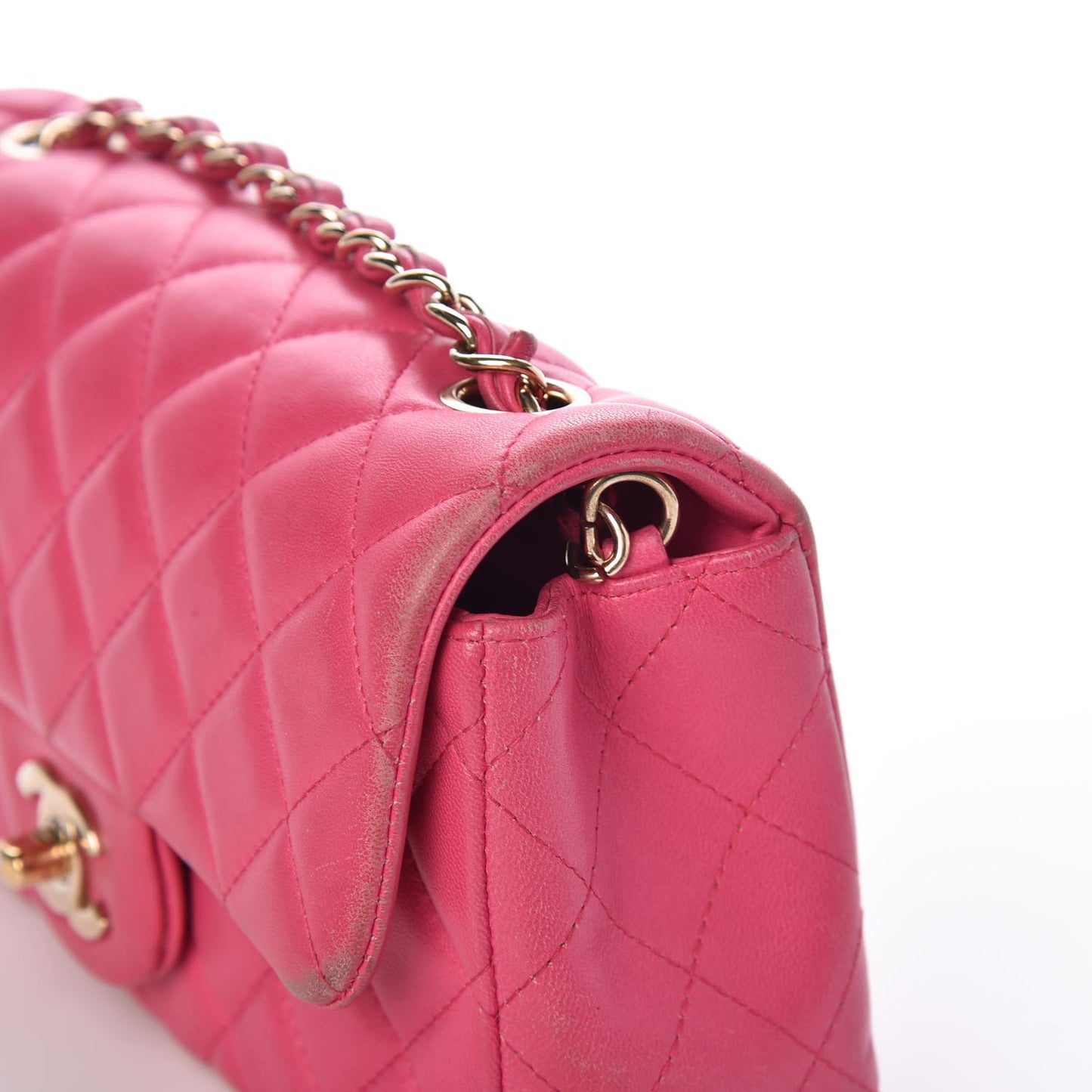 Lambskin Quilted Mini Rectangular Flap Dark Pink