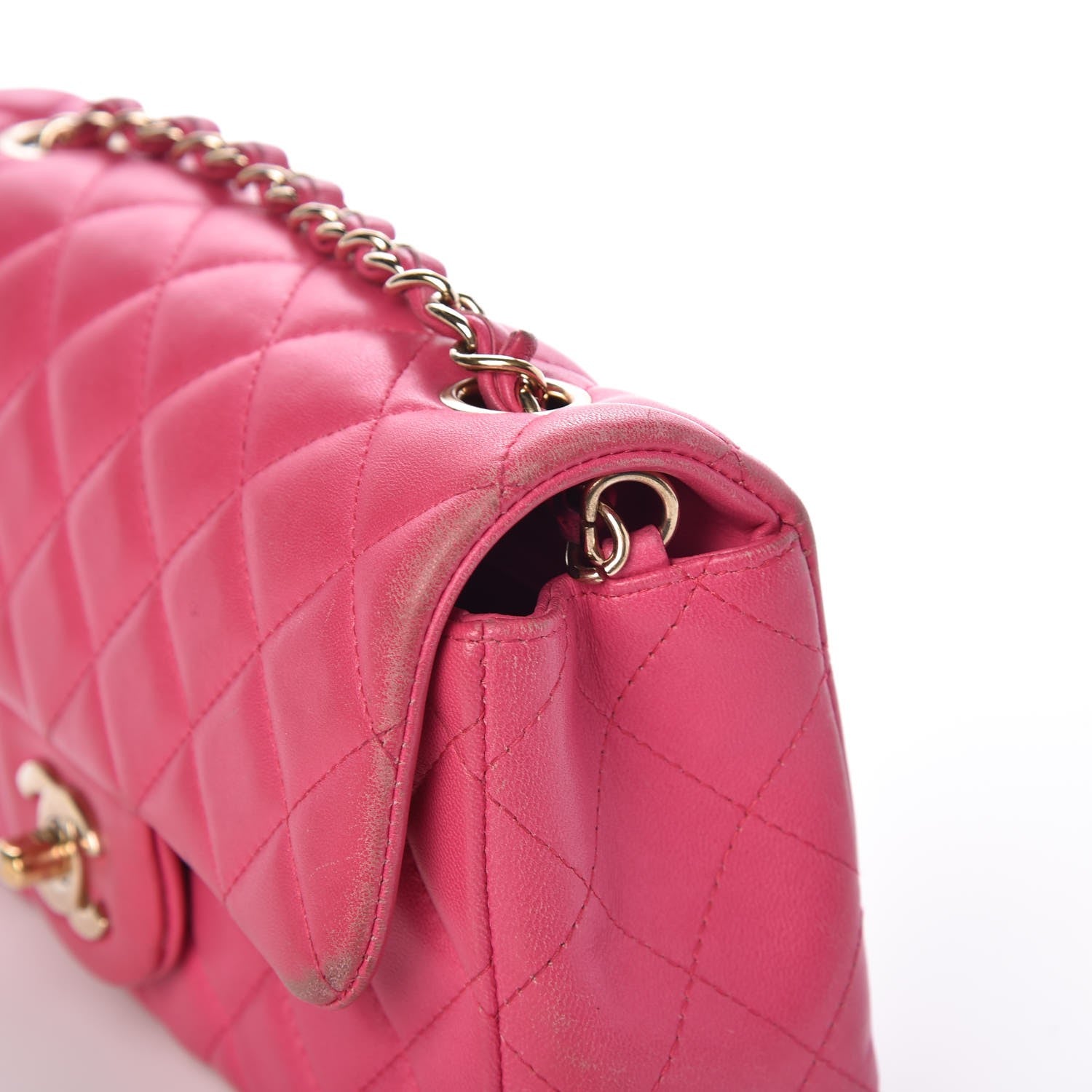 Chanel Lambskin Quilted Mini Rectangular Flap Dark Pink 11 of 21