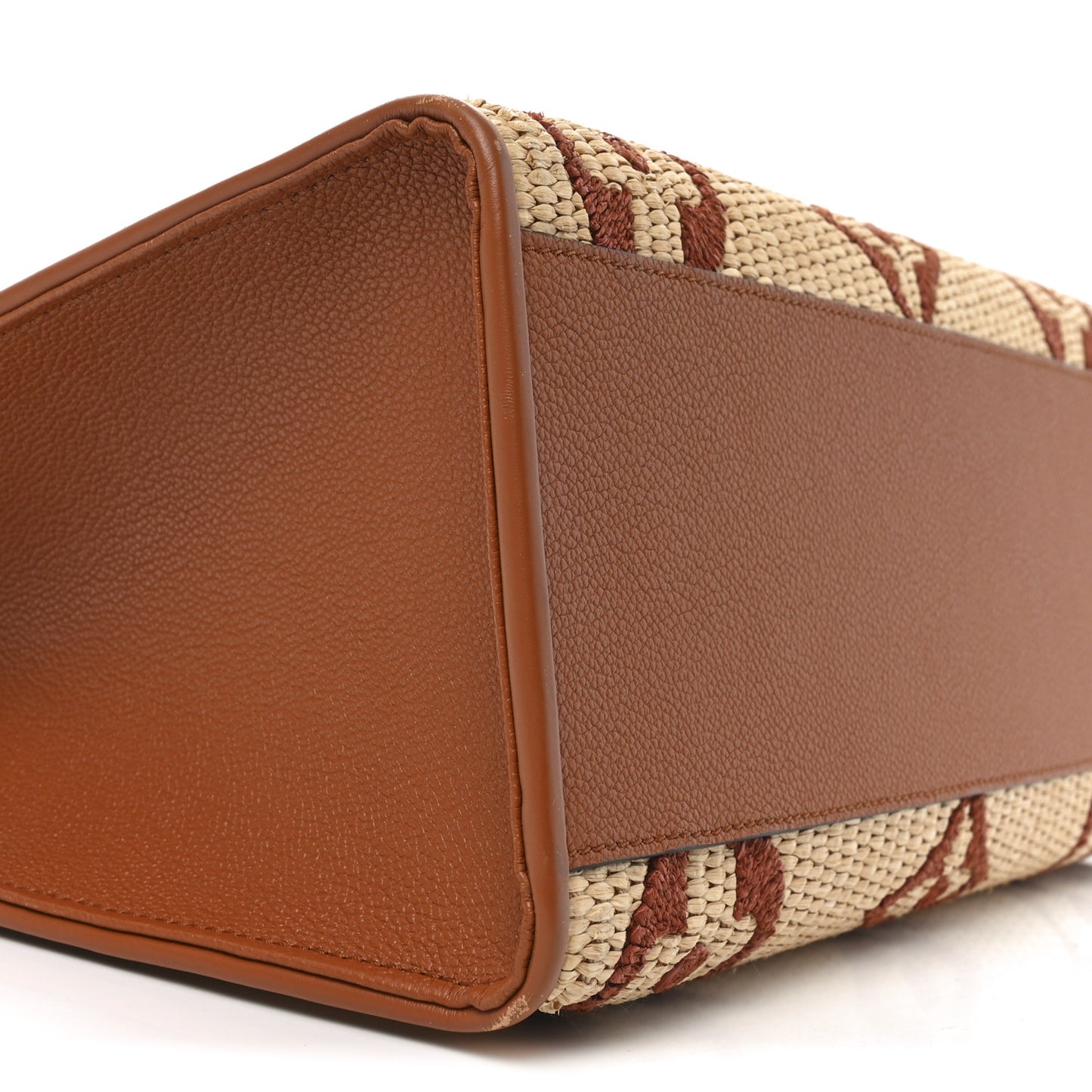 Raffia Calfskin Monogram Giant Onthego MM Tan