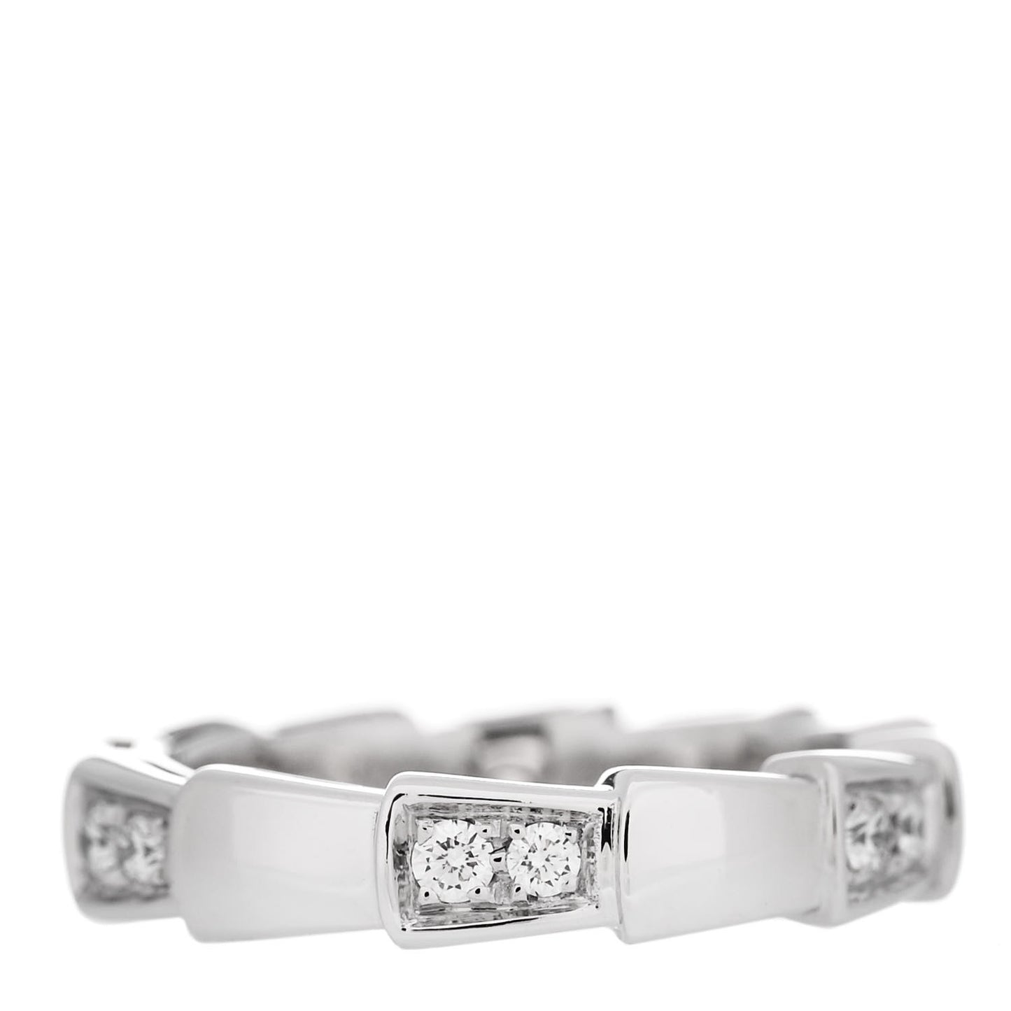 18K White Gold Diamond Serpenti Viper Band Ring 46 3.75