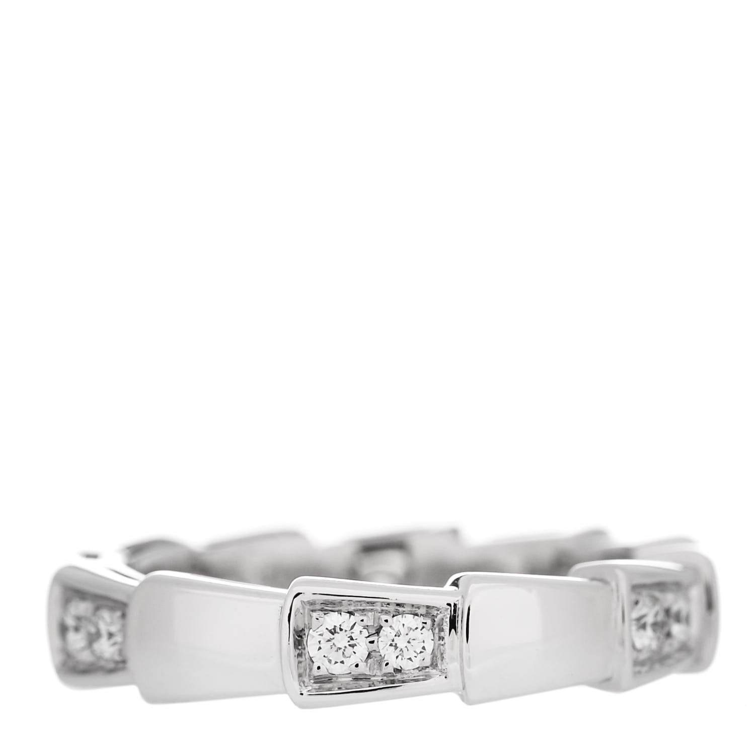 Bulgari 18K White Gold Diamond Serpenti Viper Band Ring 46 3.75 1 of 6