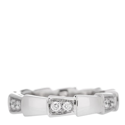 Bulgari 18K White Gold Diamond Serpenti Viper Band Ring 46 3.75 1 of 6