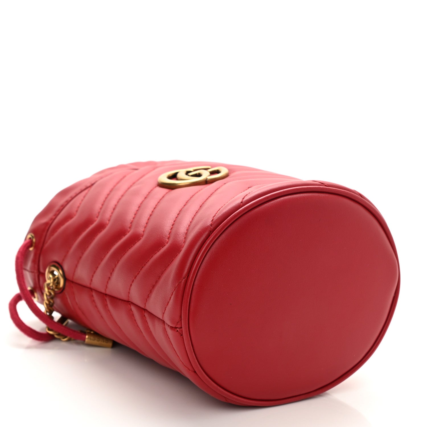 Gucci Calfskin Matelasse Mini GG Marmont 2.0 Bucket Bag Hibiscus Red 4 of 8