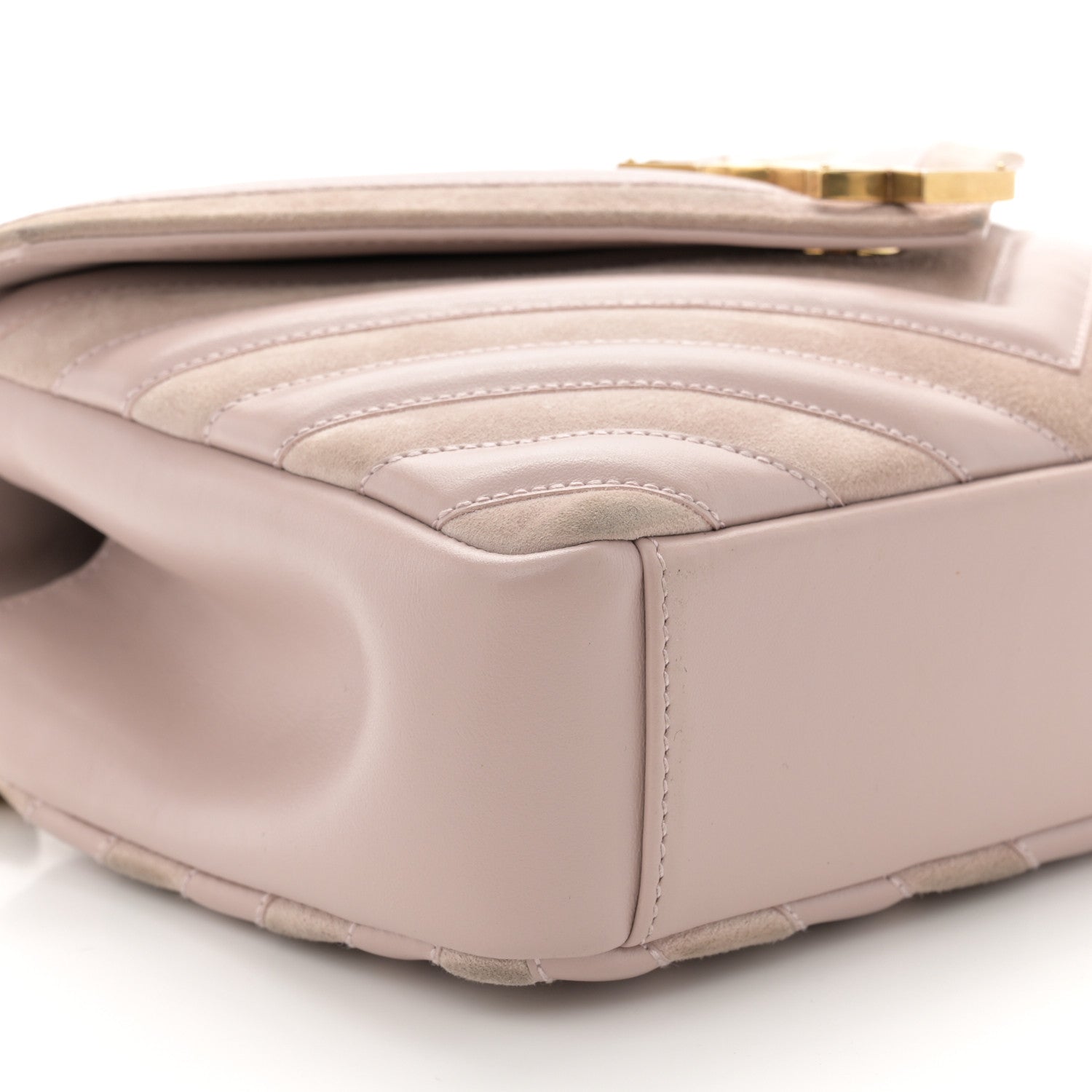Saint Laurent Calfskin Suede Matelasse Chevron Medium Monogram College Bag Rose Poudre 10 of 11