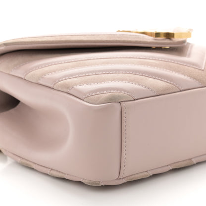 Saint Laurent Calfskin Suede Matelasse Chevron Medium Monogram College Bag Rose Poudre 10 of 11