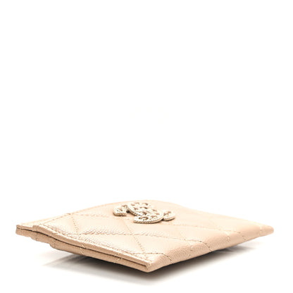 Chanel Caviar Quilted Crystal Card Holder Beige 4 of 10