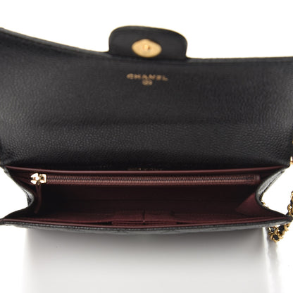 Chanel Caviar Quilted Wallet With Chain Black 5 of 9