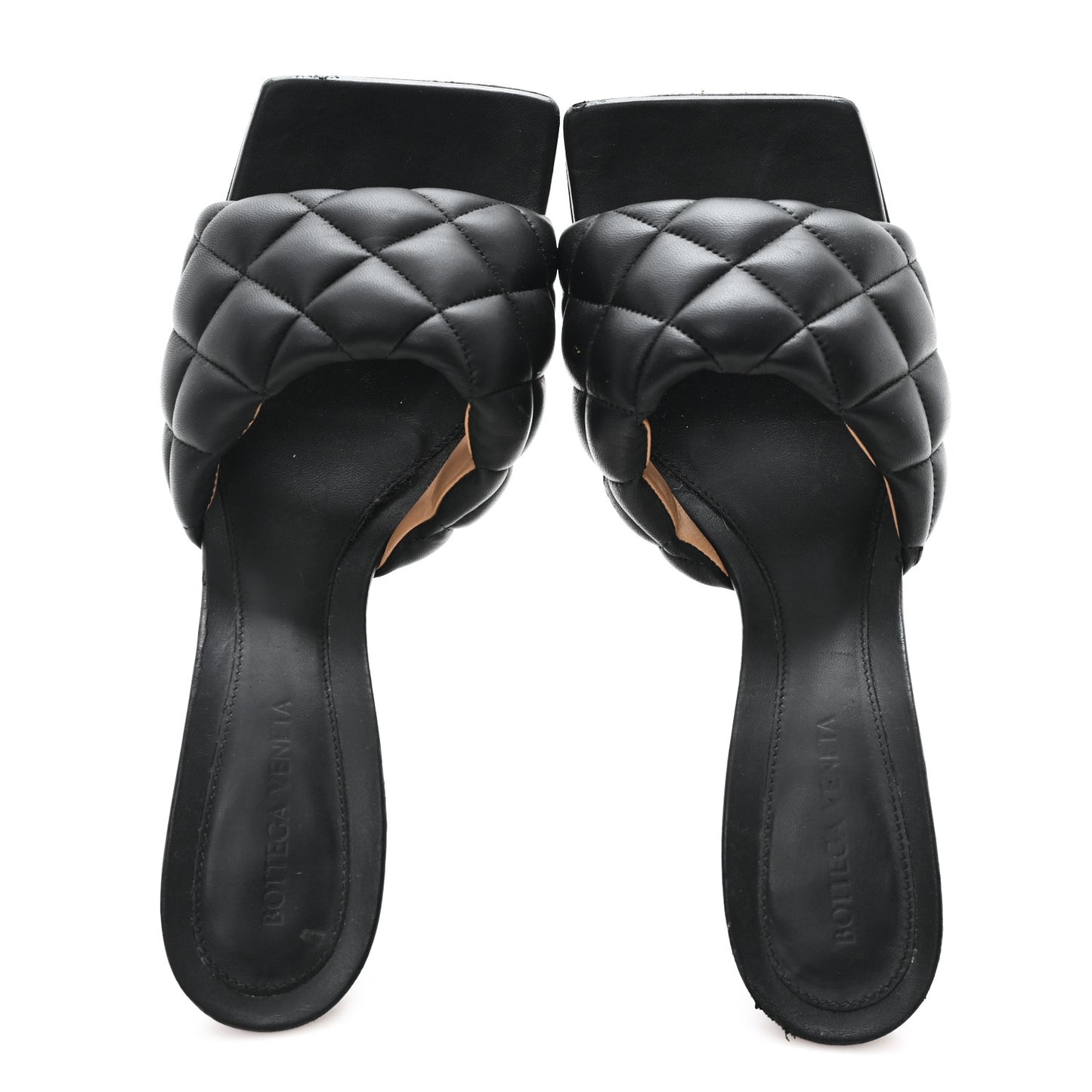 Nappa Matelasse Padded Mule Sandals 39.5 Black