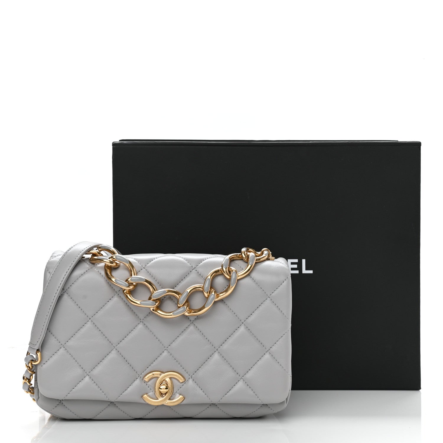 Chanel Lambskin Quilted Medium Color Match Flap Grey 13 of 13