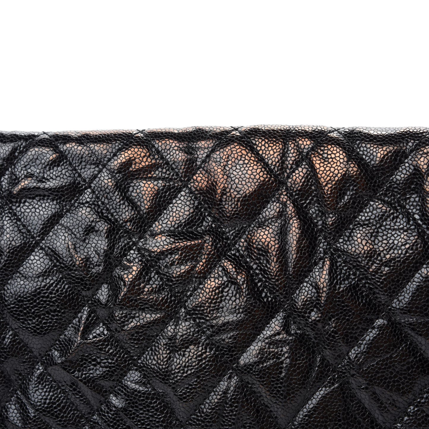 Crumpled Grained Calfskin Jumbo CC Crave Flap Black