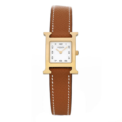 Hermes Stainless Steel Epsom 21mm Heure H Hour Quartz Watch Gold 1 of 5